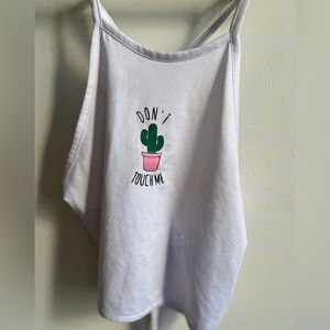 White Cactus Print Crop Top
